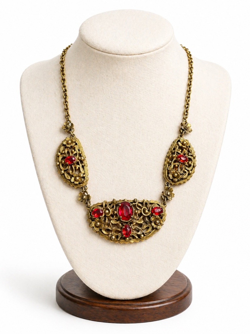 Austro Hungarian Style Ornate Gilt
Rhinestone Necklace Jewel